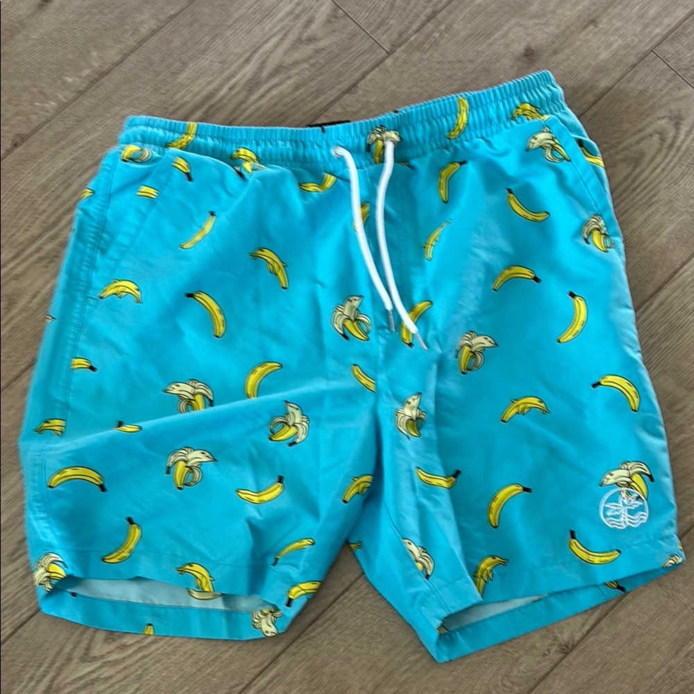 Like new!! 360 surf- Blue Banana Print Swim Shorts